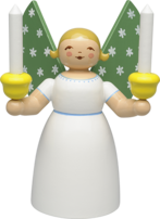 528/3/K, Angel Holding Candles, White, with Wooden Candles, Size 3