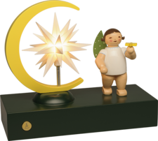 5226/651/2025, Angel with Crescent Moon and Herrnhuter® Miniature Star, Electric Lighting