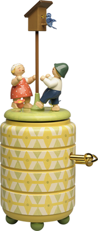 5318/34A, Music Box “Starling Nesting Box” with Two Children, with 18-note Musical Movement