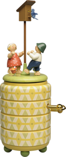 5318/34A, Music Box “Starling Nesting Box” with Two Children, with 18-note Musical Movement